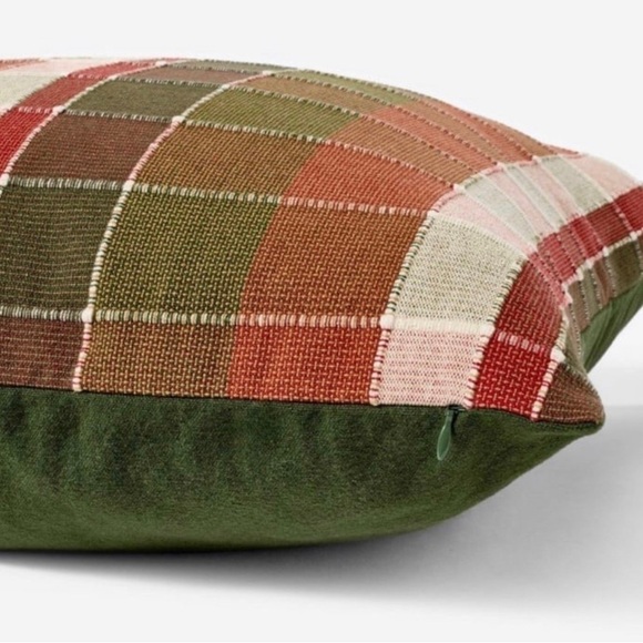Oversized Woven Grid Square Throw Pillow Red/Green - Threshold Studio McGee - Picture 4 of 7